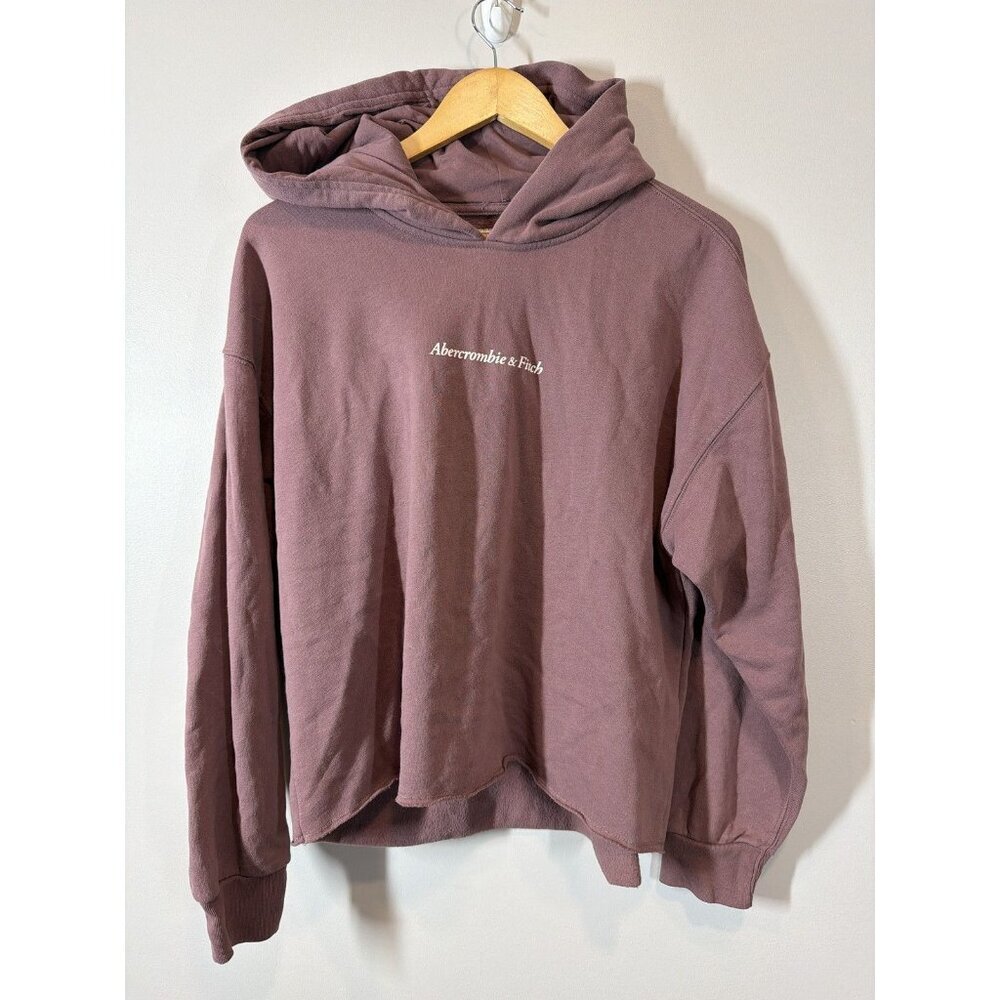 Abercrombie & Fitch Soft & Cozy Collection Hoodie Size L Graphic Spell Out Mauve